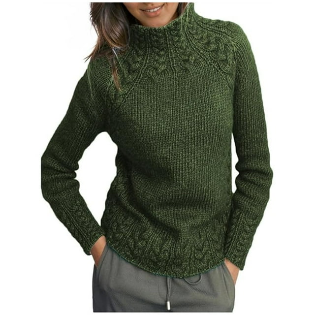 Women's Fall Long Sleeve Mock Neck Knit Sweater Lightweight Basic Casual Slim Fit Pullover Tops