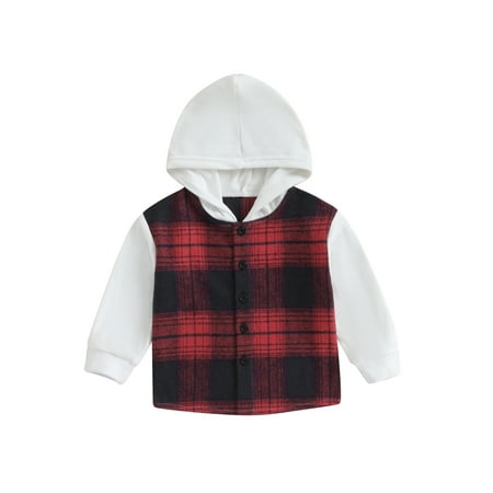 

Meihuid Boys Autumn Long Sleeve Button Down Contrast Color Plaid Tops