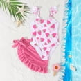 thumbnail image 4 of Niñas Traje de Baño de Dos Piezas Tamaño 10-12 Niños Niñas Traje de Baño de Impresión de Flores de Color Sólido Junto Al Mar con Falda de Malla, Ropa de Playa Suave de Nylon Spandex para el Verano, 4 of 9