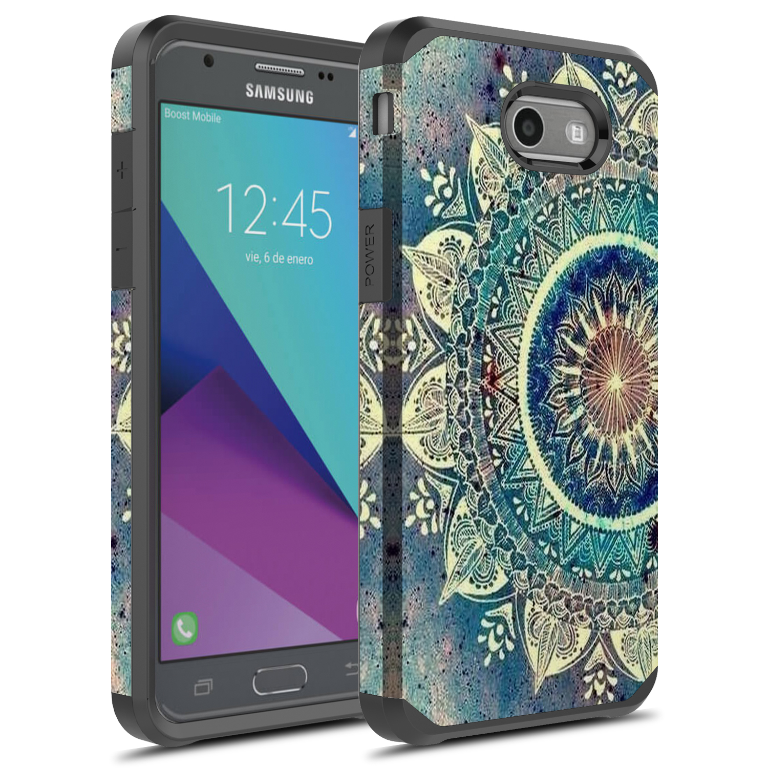 Samsung Galaxy J7 V Case, Galaxy J7 Prime Case, Galaxy J7 Sky Pro Case, Galaxy J7 Perx Case, Galaxy Halo Case, Rosebono Hybird Shockproof Graphic Case for SM-J727 (Green Marble) - image 1 of 5