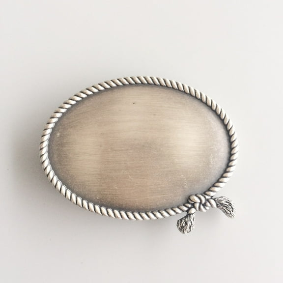 Vintage Silver Plated Western Ropes Oval Custom Blank Belt Buckle