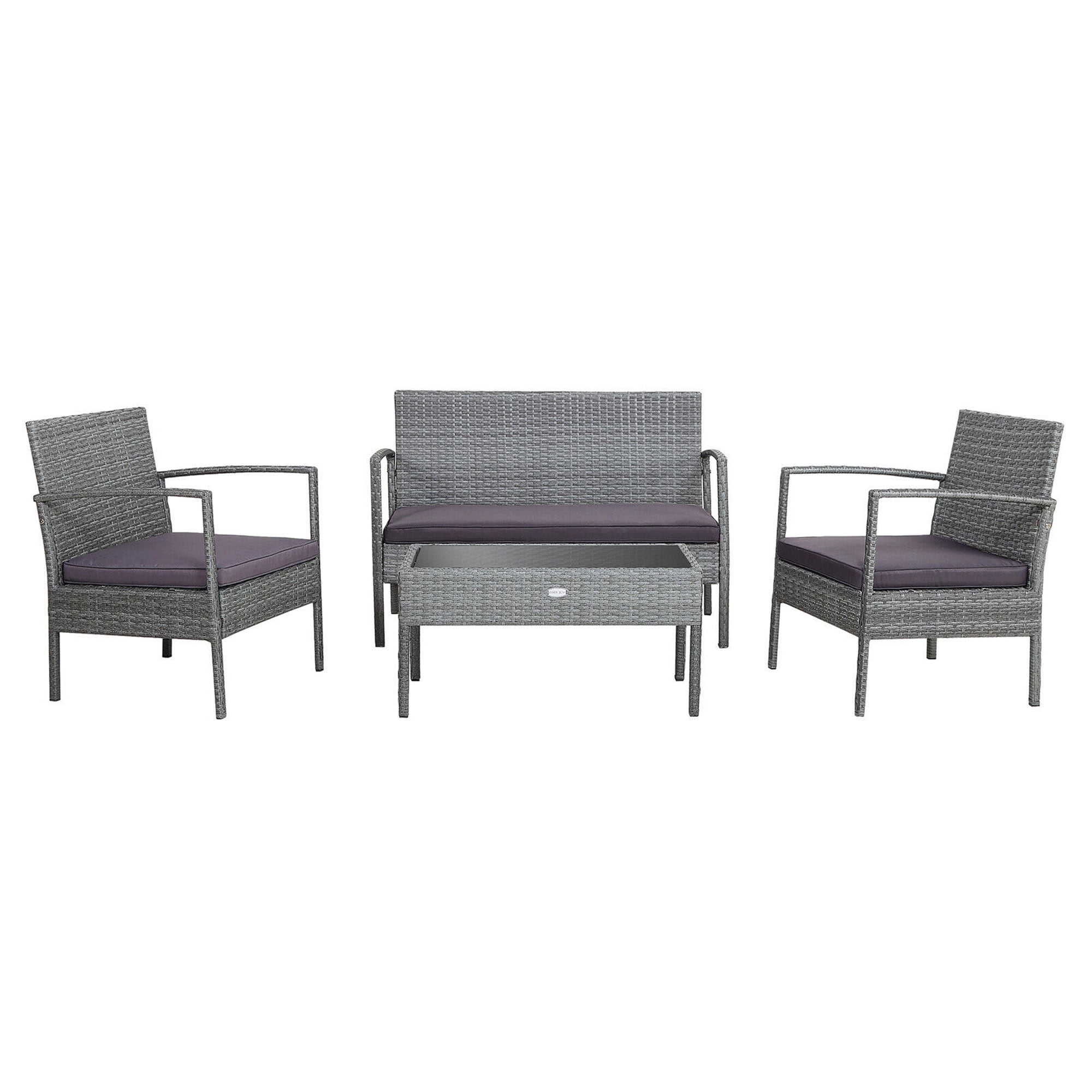 Gymax Fashion 4PCS Rattan Patio Furniture Set Outdoor Wicker Conversation Set w/ Cushions