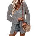 thumbnail image 2 of PPCHVOY Women Crochet Cardigan Lightweight Tie Front Hollow Out Long Sleeves Summer Knit Cover Cardigans Sexy Lace Trim Beach Tops S-2XL, 2 of 5