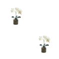 thumbnail image 2 of Naiovety Bonsái de flor de orquídea artificial, maceta de Phalaenopsis en maceta, decoración de jardín para el hogar, planta falsa de Color Blanco 2Conjunto, 2 of 6