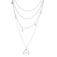thumbnail image 1 of Gargantilla bohemia de varias hileras con colgantes de luna y estrella - Vintage, plata, 1 of 5