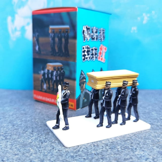 Mini Ghana Pallbearers Dancing Team African Black Man Carrying Coffin Dance Model Kit Action Figure Collection Toys