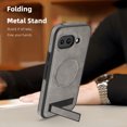 thumbnail image 2 of Magnetic for Google Pixel 9a PU Leather Case, Compatible with Magsafe, Built-in Invisible Stand, Premium Ultra Slim Adjustable Kickstand Protective Phone Case for Google Pixel 9a, Gray, 2 of 6