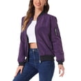 thumbnail image 4 of INSPIRE CHIC Women's Coat Casual Zip Up Bomber Jacket Windbreaker Outerwear with Pockets L Dark Purple, 4 of 6