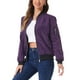 thumbnail image 4 of Abrigo casual con cremallera para mujer INSPIRE CHIC, chaqueta tipo bomber, rompevientos con bolsillos, talla XS, púrpura oscuro, 4 of 6