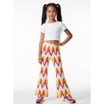 thumbnail image 5 of 7-8Y Girls Colored Flared Pants Digital Print Trousers Slim-Fit Wide Leg Flare for Spring Summer Autumn, 5 of 6