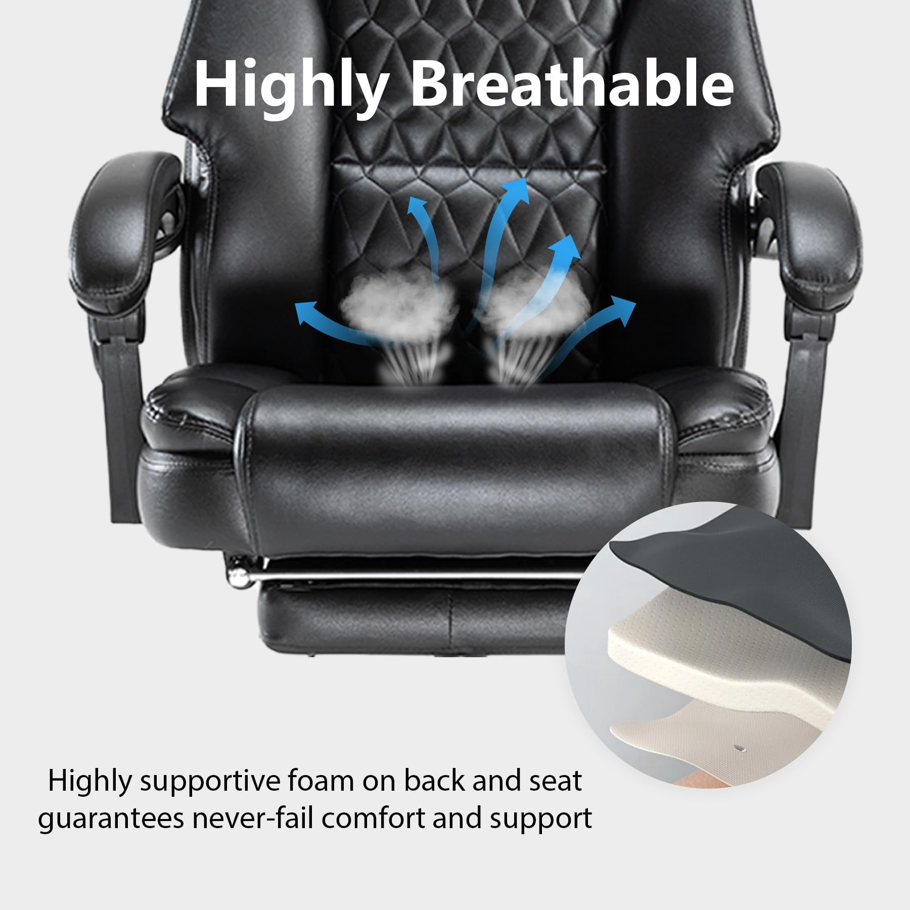 HESL Office Chair With Massage And Heated Lumber Spport, Big and Tall Reclining Desk Chair,Black