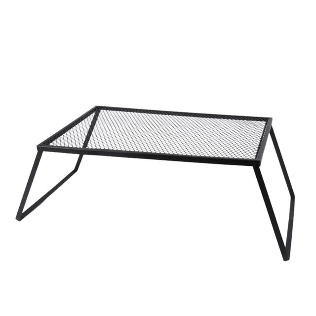 Grill Rack for Outdoor Grill Portable Wrought Iron Folding Barbecue and Firewood Rack for Outdoor Camping