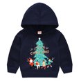 thumbnail image 2 of YanQiao Baby Boys Girls Hoodie Christmas Print Pullover Kids Warm Sweatshirt Sweater For Children 3-4 Years Navy, 2 of 3