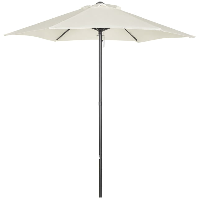 Outsunny Parasol de Patio 6,6 Pi, Parasol d'Extérieur avec 6 Baleines, Blanc Crème