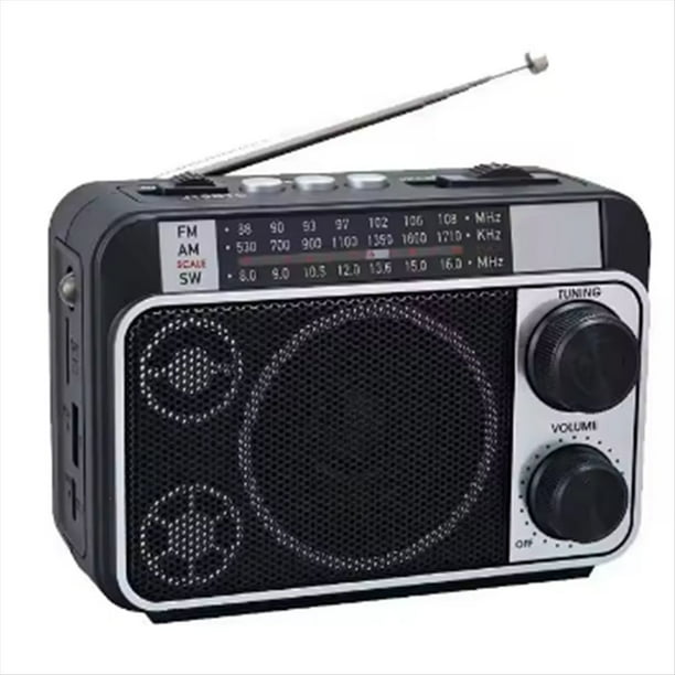 Radio FM AM SW con Carga Solar, Receptor de Radio, Altavoz Inalámbrico Bluetooth con Linterna LED, Compatible con Tarjeta TF y USB.