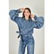 thumbnail image 5 of Blusa denim cruzada con lazo Roman Fashion /Juvenil, 41698 (Mezclilla dark) azul oscuro CH, 5 of 6