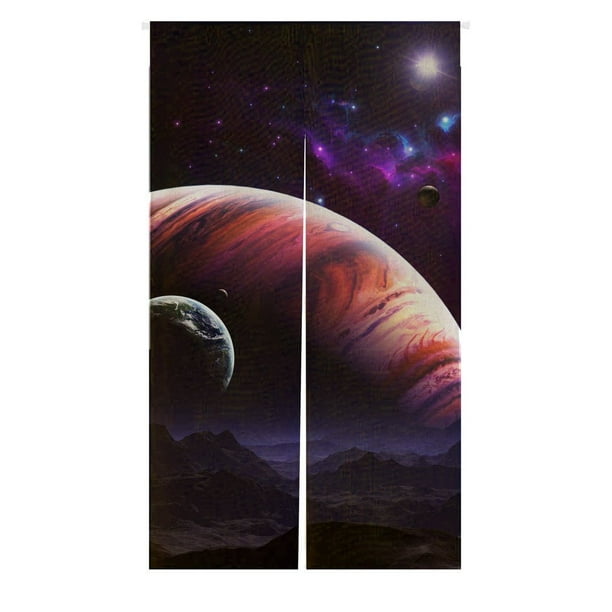 ABPHQTO Nebulosa Galaxia Luna Espacio Planeta Estrella Universo Arte Japonés Noren Puerta Cortina Puerta Cortina Puerta Cortina de entrada Tamaño de la cortina 85x150cm ABPHQTO Noren-A108-85x150