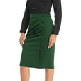 thumbnail image 4 of INSPIRE CHIC Women's Wear to Work Pencil Skirt Elastic High Waist Ruched Bodycon Midi Skirts L Dark Green, 4 of 6