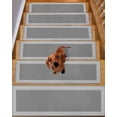 thumbnail image 2 of Grey Geometric Stair Treads for Wooden Steps Indoor Runner Rug Carpet, Bohemia Tribal Farm Tribal Patterned 7 Pieces Peel and Stick Staircase Step Treads Covers Washable Throw Door Mats, 30"x8", 2 of 6