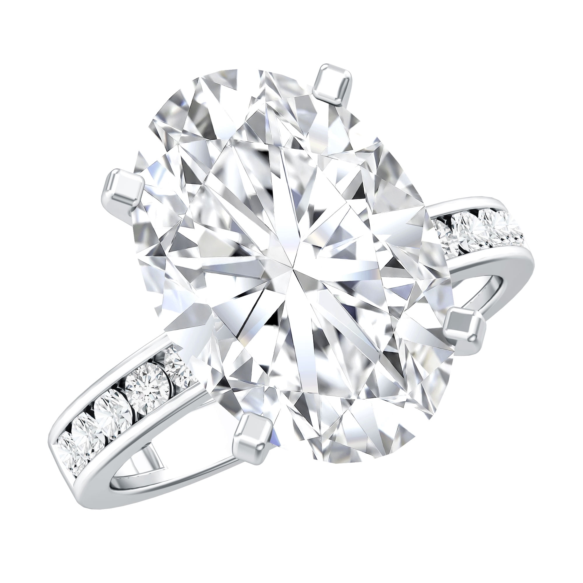 Rosec Jewels Lab Grown Diamond Statement Engagement Ring 5 Carat - IGI Certified Solitaire Oval Diamond Ring - E-VS1 Quality, 925 Sterling Silver, US 4.00
