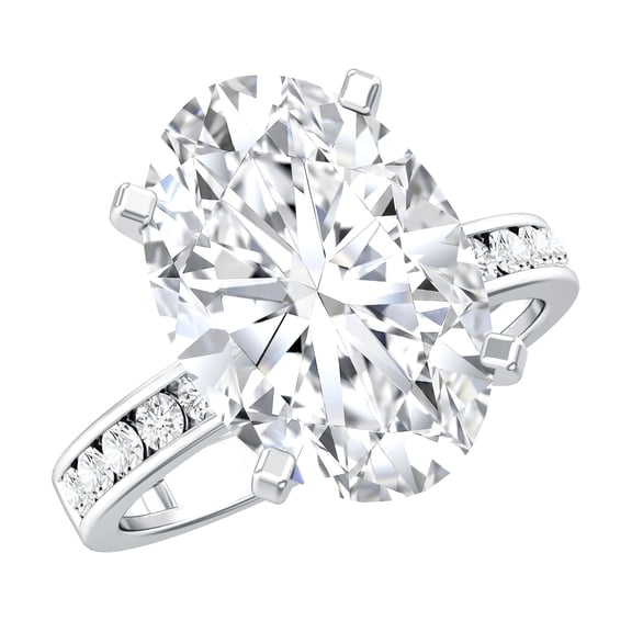 Rosec Jewels Lab Grown Diamond Statement Engagement Ring 5 Carat - IGI Certified Solitaire Oval Diamond Ring - E-VS1 Quality, 925 Sterling Silver, US 4.00
