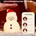 thumbnail image 5 of Snowman Silicone Touch Lamp - Christmas Night Light with 30min Timer, Dimmable 3 Brightness Levels Rechargeable Bedside Lamp, Warm Christmas Night Decor, White, 1pcs, 5 of 7