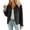 Black, variant on Women Oversized Trench Coat Plaid Lined Lapel Long Sleeve Button Down Casual Crop Jacket Fall Lightweight Trendy Outwear with Pockets Black S