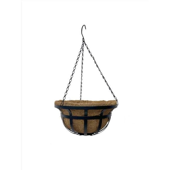 Living Accents 7035944 12 in. Steel Round Hanging Basket, Black