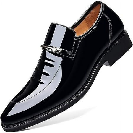 Men s Business Casual Loafers Patent Leather Formal Oxford Slip On Dress Shoes for Men