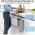 thumbnail image 2 of 2.4 Gallon Compost Bin/Hanging Small Trash Can with Lid for Kitchen Cabinet Door/Counter Top/Under Sink/Bedroom/Bathroom/Cupboard, Mountable Indoor Compost Bucket, Gray, 2 of 7