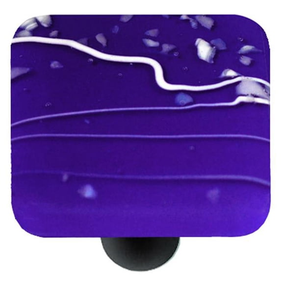 Hot Knobs HK3117-KB Mardi Gras White with Cobalt Blue Square Glass Cabinet Knob - Black Post