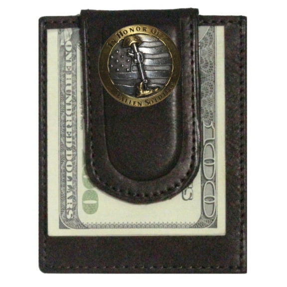 Custom Fallen Soldiers Paul and Taylor Money Clip Wallet Brown