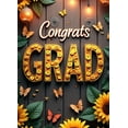 thumbnail image 4 of Congrats Grad Banner Sunflower Decor Backdrop Graduation Party Decoration Background Props Indoor Outdoor Celebration Removable Easy Setup, 4 of 4