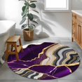 thumbnail image 5 of Purple Marble Round Rug 3ft Washable Circle Entryway Rugs Non Slip Grey Gold Texture Vintage Farmhouse Art Area Rug Indoor Floor Carpet for Bedroom Kitchen Living Room Home Office Dining Room Nursery, 5 of 8