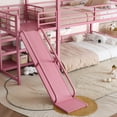 thumbnail image 5 of Harper & Bright Designs Twin over Twin Bunk Bed with Storage Stairs, Metal House Bunk Bed Frame with Slide and Guardrails for Boys Girls, Pink, 5 of 14