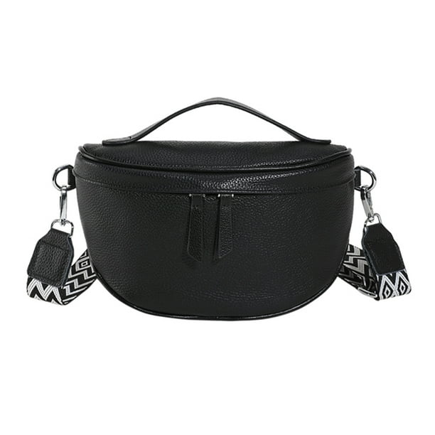 Bolso Pecho para Mujer Bolso Hobo Pequeño Riñonera Cuero Vaca Gran Capacidad (negro)