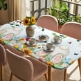 thumbnail image 3 of Easter Table Cloths for 4 Foot Rectangle Tables, Spring Watercolor Eggs Country Tulip Flower Plant Patio Waterproof Elastic Fitted Tablecloths, Washable Rectangular Table Cover for Camping, 3 of 8