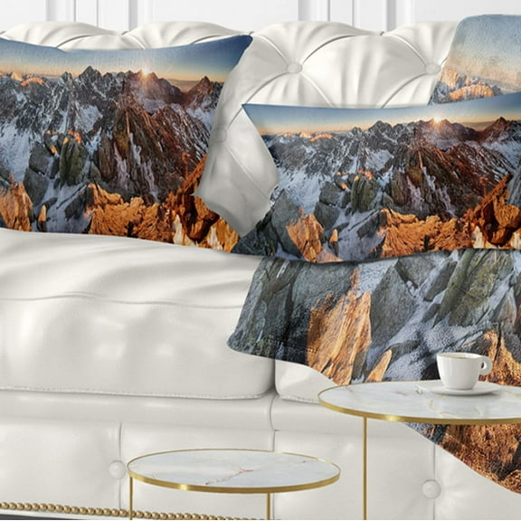Designart Scenery of High Mountain with Lake - Landscape Printed Throw Pillow - 12x20