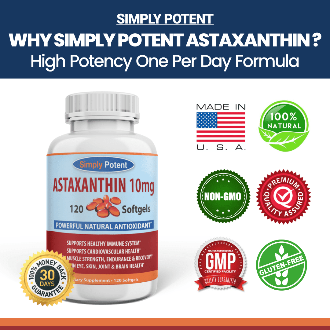 Simply Potent Astaxanthin 10mg 120 Softgels - Huge 4 Month Supply 