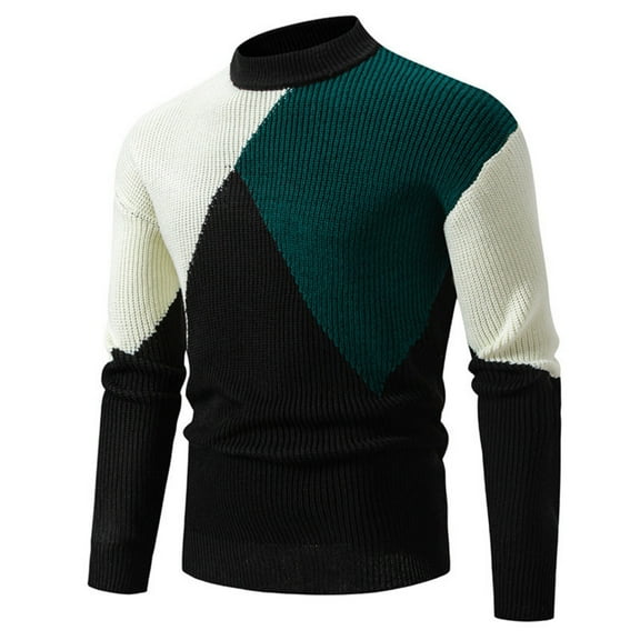 Men's Crewneck Sweater Coat Loose Fit Casual Top Solid Color Comfortable Warm Knitwear All Matching Versatile Outwear