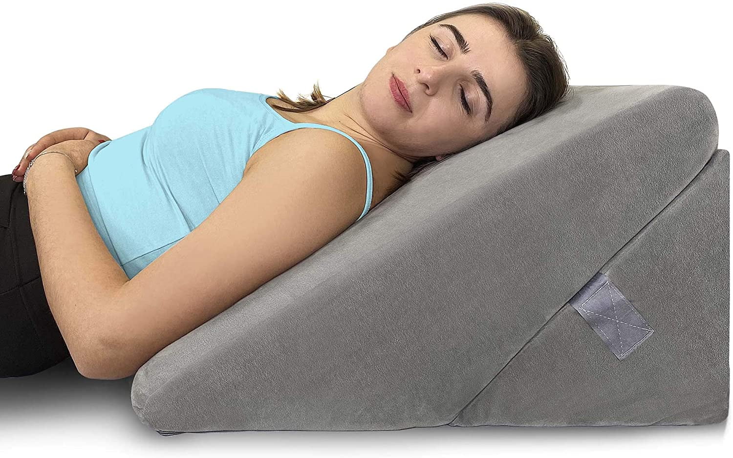 Bed Wedge Pillow, Back Support Memory Foam - Adjustable & Folding Incline Cushion