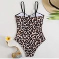 thumbnail image 6 of Gelikeya Girls Swimsuit Fashion Cute Leopard Bathing Suits Summer Beach Swimming Suit Little/Big Girl Spaghetti Straps Swimwear X01 Brown, 10-11 Years, 6 of 8