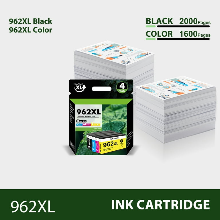 Lot De 4 Recharges D'encre Compatibles HP 962 XL – Noir, Cyan, Magenta, Jaune