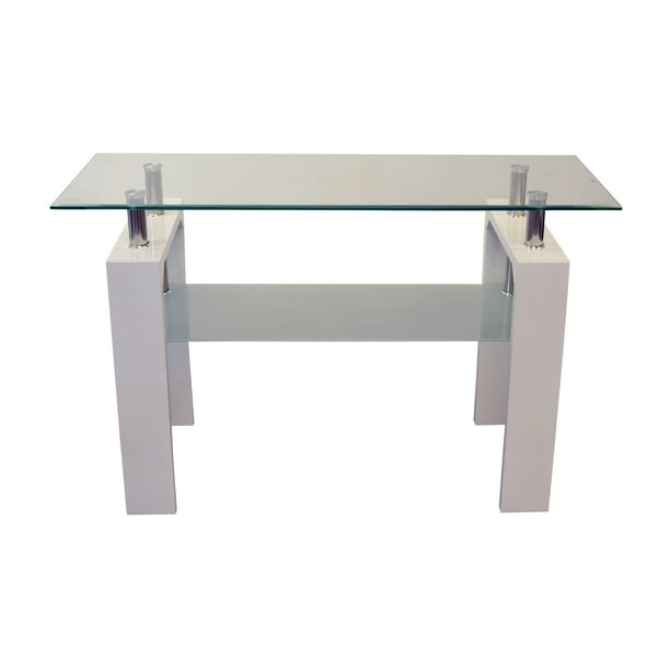 Nola Furniture Modena Table Console en Verre à 2 Niveaux White