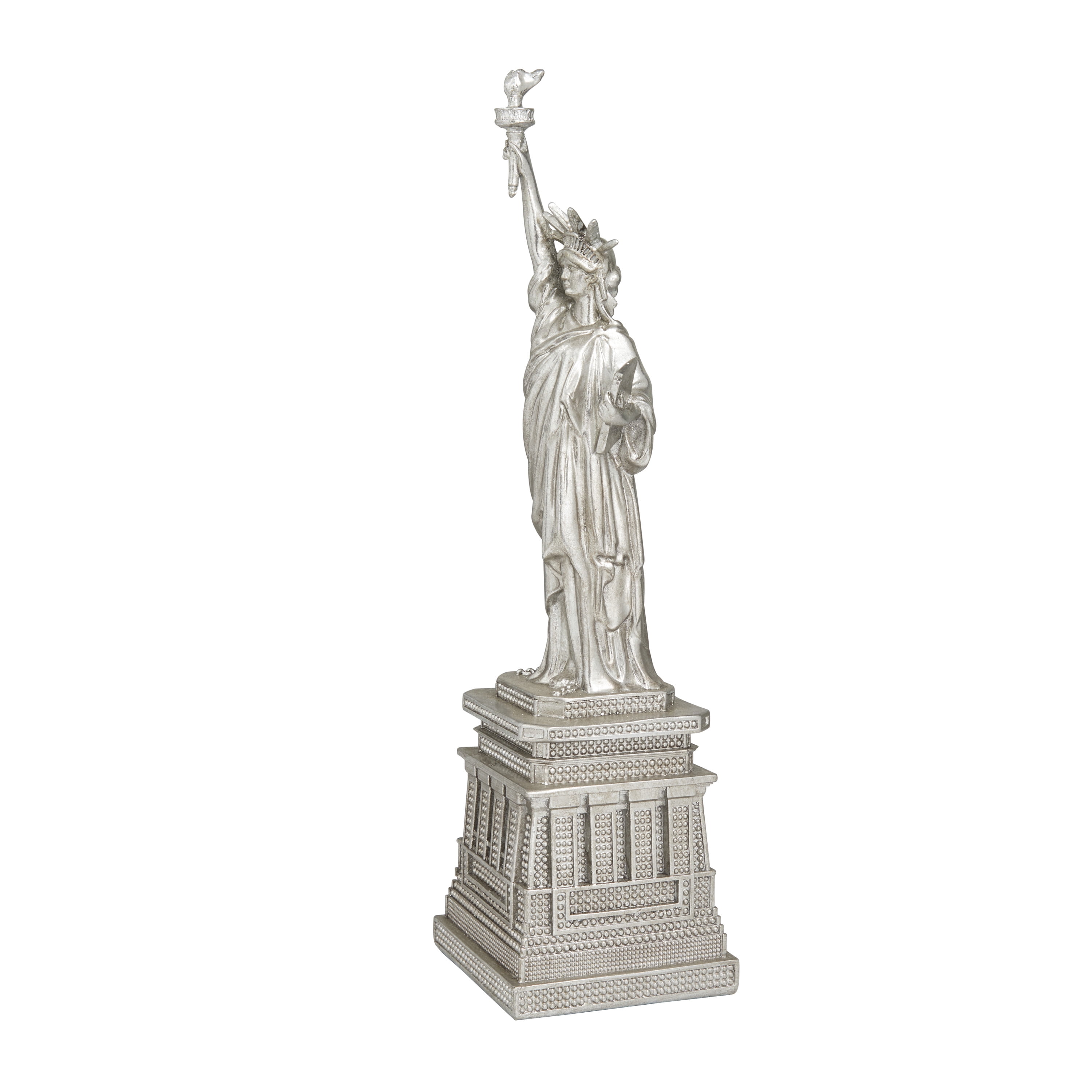 5" x 17" Silver Polystone Statue of Liberty Sculpture, by DecMode