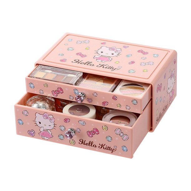Hello Kitty tocador PS organizador de maquillaje cosmético para niñas y mujeres lindo rosa claro apilable organizador de maquillaje de plástico conjunto