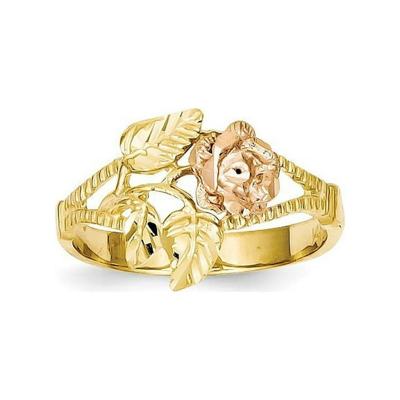 14k Two-tone Diamond-Cut Rose Ring