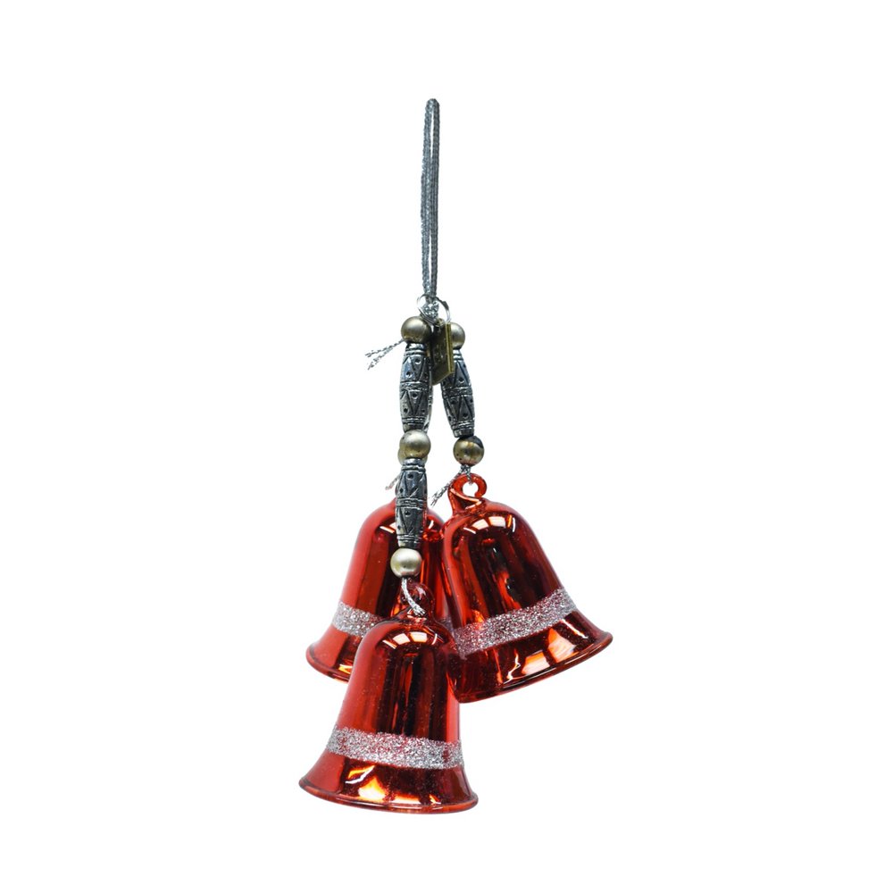 Vintage Red Church Christmas Bell Set Tree Ornaments Holiday Gift
