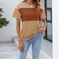 thumbnail image 2 of Summer Women's Trendy Oversized Crewneck Color - Block Striped Shirts, 2 of 8