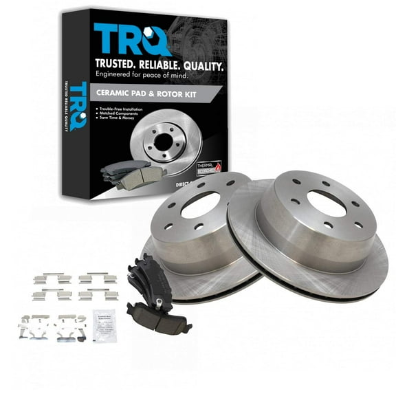 TRQ Rear Posi Ceramic Brake Pad & Rotors Kit Set Fits Select Chevy GMC Pickup SUV
